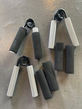 Hand Grip Strengtheners with Foam Handles - Black and Silver 100lb, 150lb, 200lb